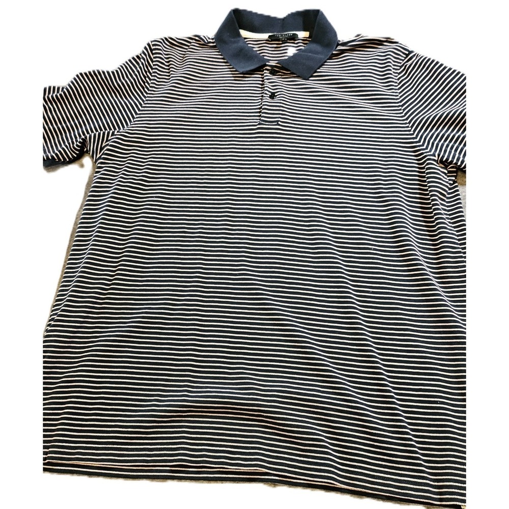 Ted Baker Men's Polo Short Sleeve Navy/Pink Striped SZ 6- XXL Golf Active Preppy